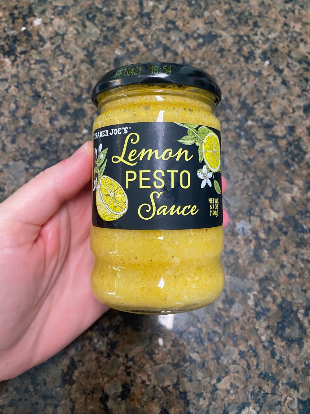 Trader Joe’s Lemon Pesto Sauce 6.7oz Seasonal Favorite Sauce Condiment (1)
